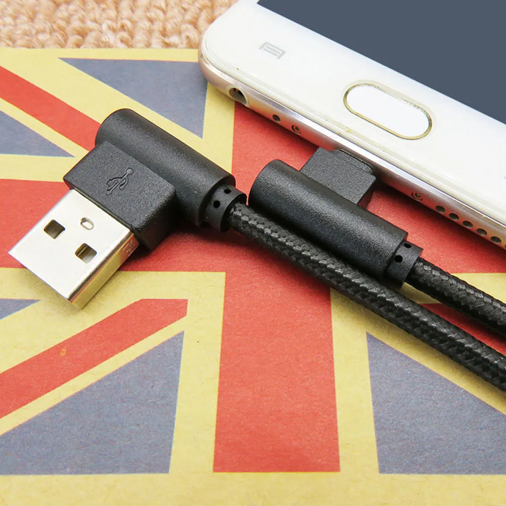 0,25/1/2/3 м универсальные чехлы для мобильного телефона Кабели USB кабель для передачи данных 2A данных и быстрой зарядки телефона USB кабель с нейлоновой оплеткой Тип C зарядный кабель с прямым углом 90 градусов# SYS