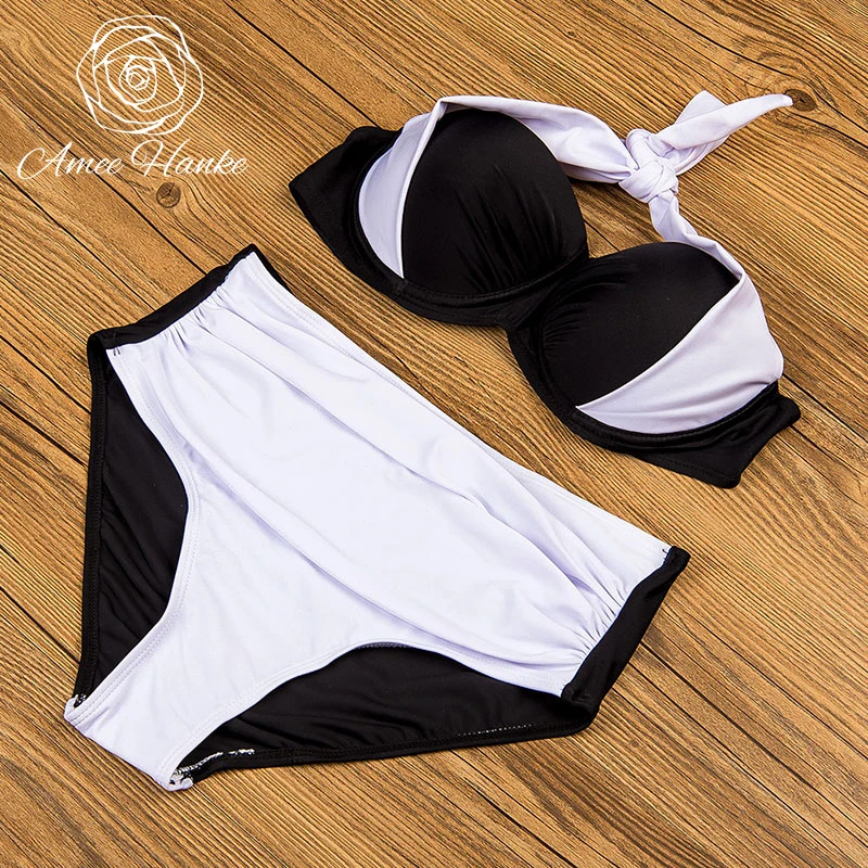 

2017 Bikini Set Push Up Swimwear Woemn Swimsuit Plus Size S/M/L/XL/XXL Patchwork Biquini Cintura Alta Padded Summer Beach Suits