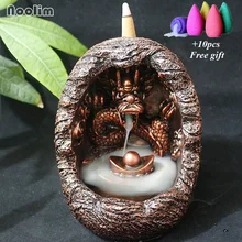 Античная Медь Дракон дым обратного потока ладан горелка Дракон водопад ладан держатель домашний декор