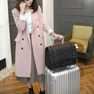 

black women large big jumbo shoulder bag maxi messenger bag leather chains flap handbag summer new arrivals rhombic lattice Bags