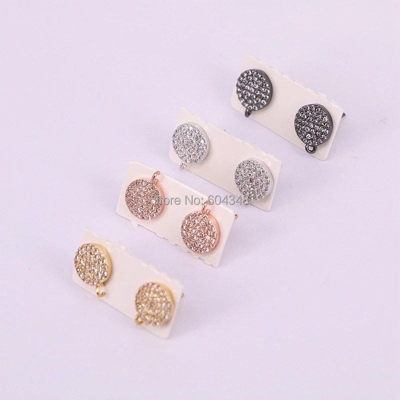 10 пар ZYZ177-8716 золотые серебряные черные круглые серьги Micro Pave CZ серьги цирконовые шпильки