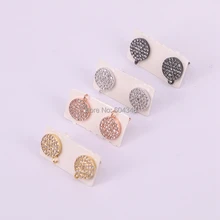 10 пар ZYZ177-8716 золотые серебряные черные круглые серьги Micro Pave CZ серьги цирконовые шпильки