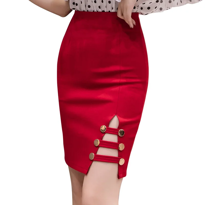 

Autumn Elegant Women's Pencil Skirt 2019 New Fashion Korean OL Style Fashion High Waist Sexy Slim Work Office Bodycon Skirt