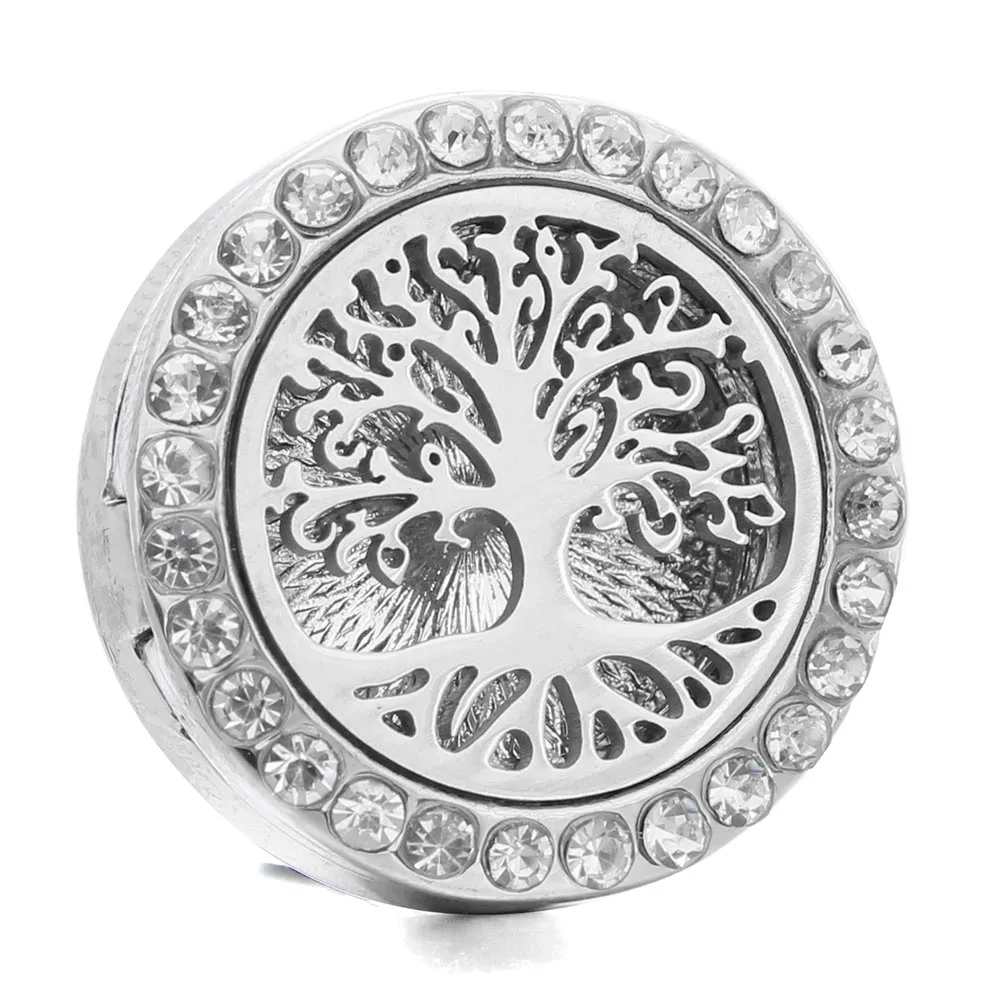 

Aromatherapy 18mm Snap Buttons Perfume Locket Stainless Steel Essential Oil Diffuser Tree Of Life Snap Button Bracelet Jewelry