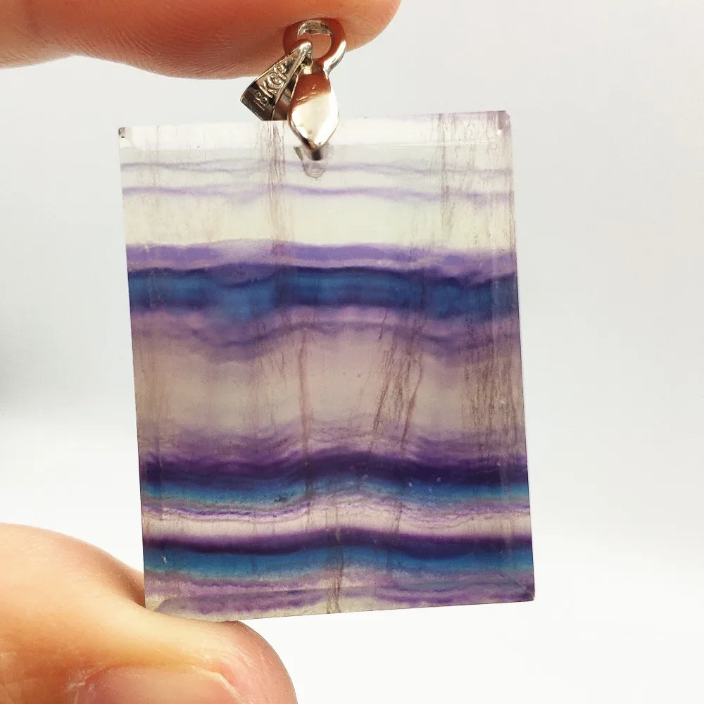 

Top Quality Natural Colorful Rainbow Fluorite Pendant Size 31x24x8mm Lucky Best Reiki Rectangle Woman Man Healing Stone AAAAAA