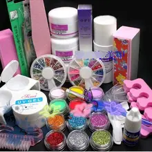 Акрил ногтей маникюр Kit 12 Цвет ногтей сухие Блестки для декорирования акриловое перо кисть ложные пальцев насос ногтей инструментов набор