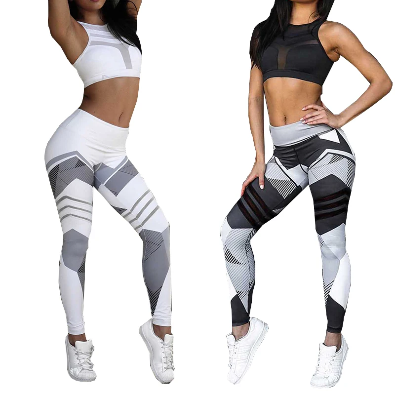 Plus Size Fitness legging Gothic Women Black and white