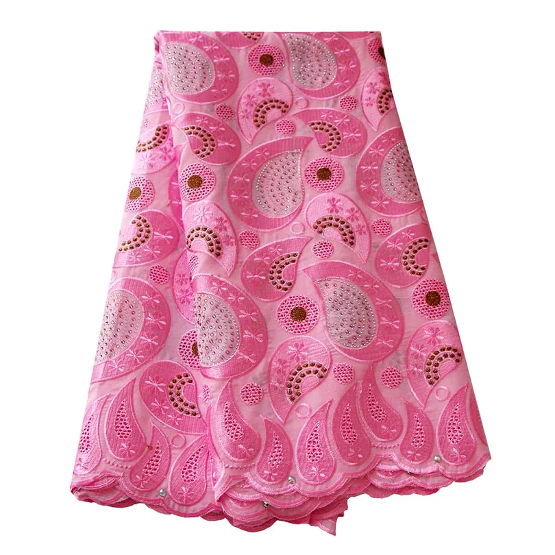 Pink cotton lace fabric