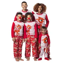 Мужские топы с оленем, блузка, штаны, Семейные пижамы, одежда для сна, футболка, длинные штаны, Комплект рождественских нарядов, подарок