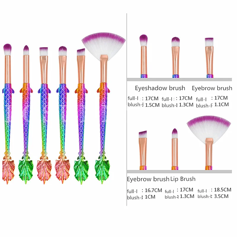 10 шт Русалка кисти для макияжа Набор Фонд тональная пудра Контур теней для век Контур профессиональные косметические кисти с случае