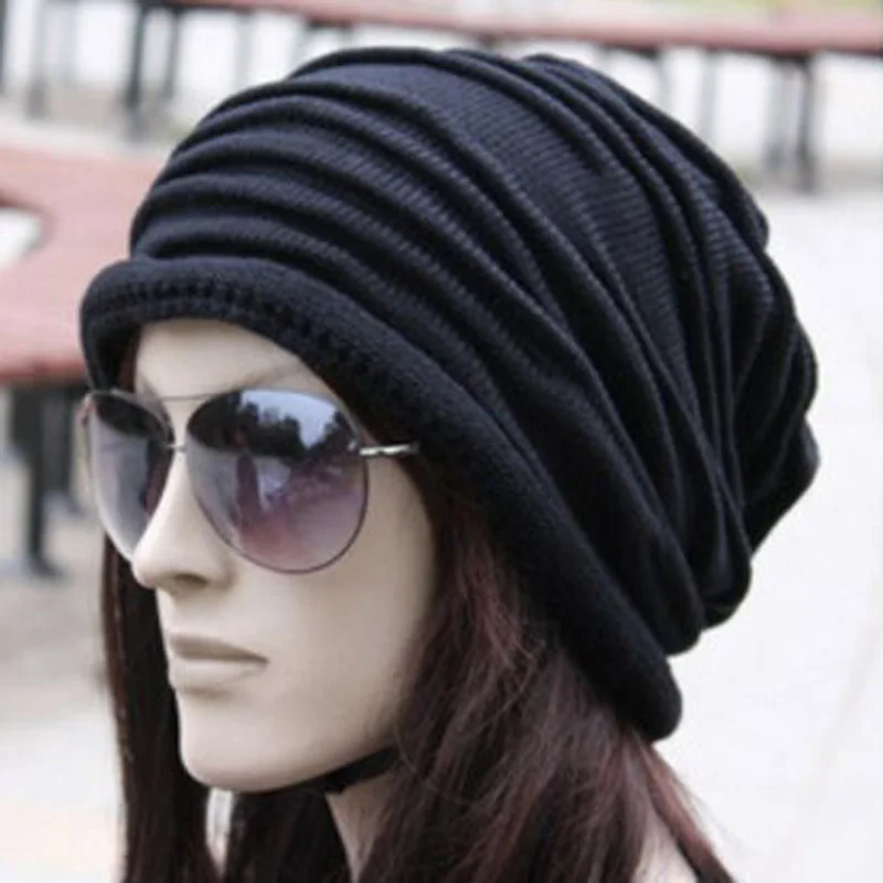

Korean Version Popular Folding Cap Winter Hat Fashionable Men And Women Knitting Wool Cap Brand Skullies Beanies 4 color 0537