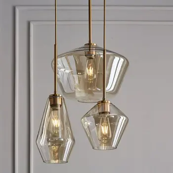 

Modern transparent/amber glass dining lighting pendant light clear glass hanging lamp bar cafe restaurant sitting room lighting