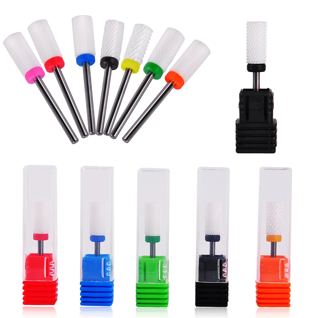 Rotate Burr Cutter 7 Types 1PC Flat Top Ceramic Nail Drill Bit Electric