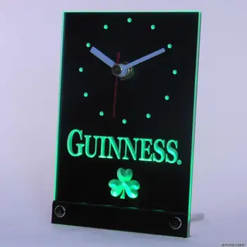 

tnc0103 Guinness Beer Shamrock Bar Table Desk 3D LED Clock