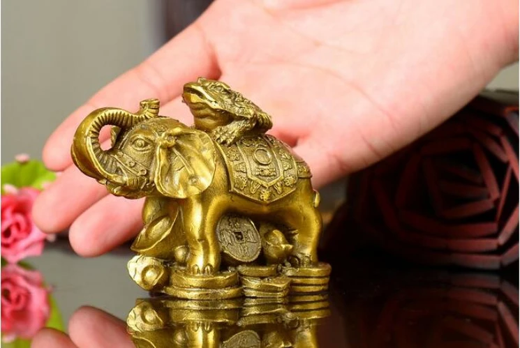 Золотая денежная жаба фэн-шуй на статуэтке слона статуэтка богатства подарок и 33