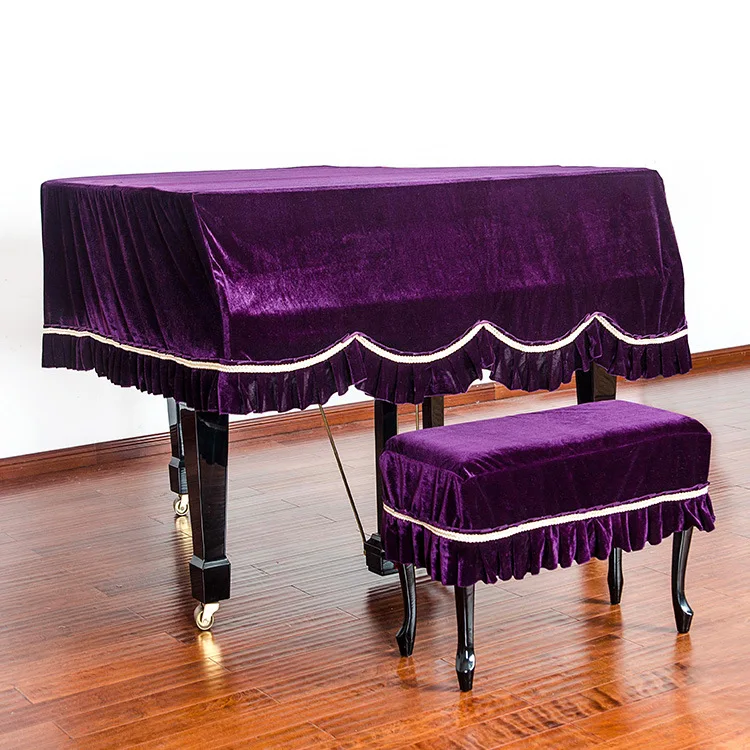 

1SET New High Grade Gold Velvet Grand Piano Cover with Stool Cover for Pleuche Musical Piano Dust-proof Cover KQ 002