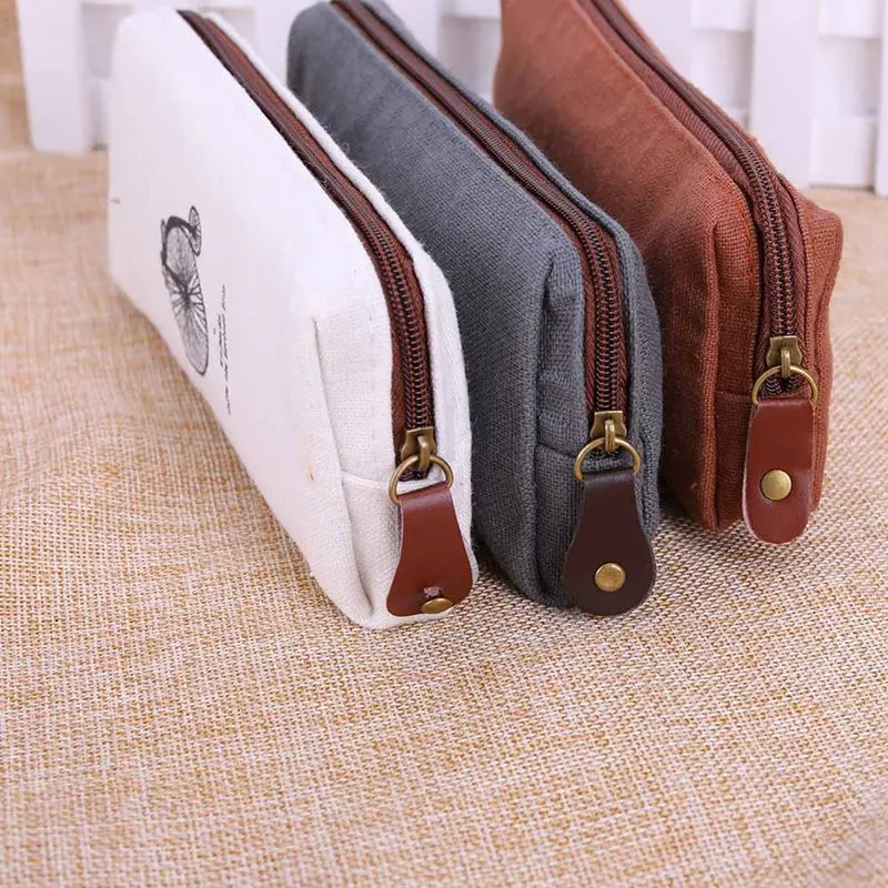 

Zipper Bag Fashion Cute Vintage 1PC Hot Sale Purse Handbags Pen Case Coin Pouch Canvas Paris Pencil Cosmetic Makeup