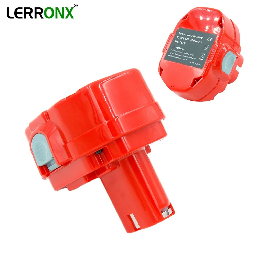 

LERRONX High Capacity 3.0Ah 18V NI-MH Rechargeable battery for Makita Drills 1822 1823 1833 1834 1835 PA18 Replacement battery
