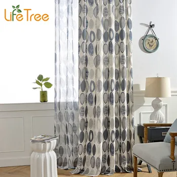 

Modern Curtains For Living Room Blue & Red Circles Printed Bedroom Voile Curtain Kitchen Drapes Custom Made