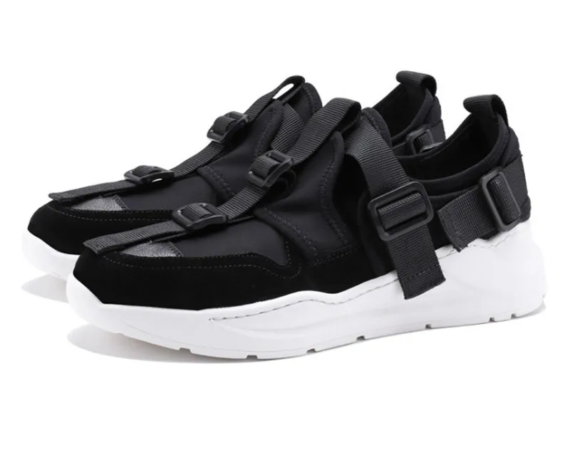 

2019 Men's breathable casual increase platform shoes leather fashion casual buckle bounce outdoor buckle breathable shoes