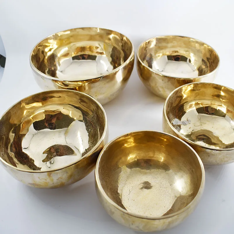 

Best Quality Nepal Tibetan Yellow Shining Glossy Mediation Large Singing bowls