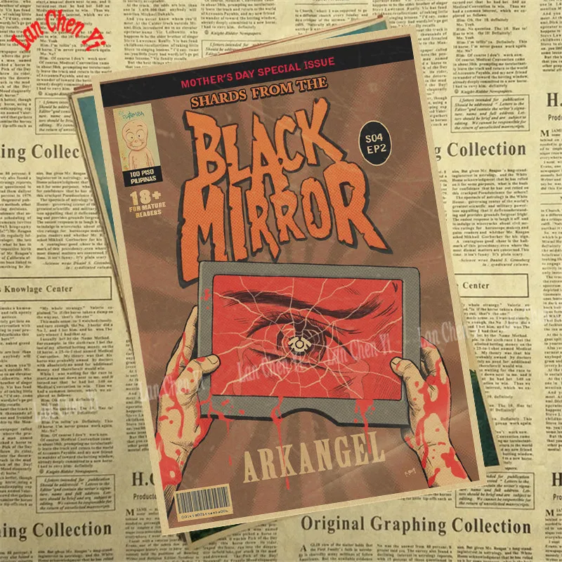 Tales of the black mirrors черная зеркальная пленка плакат из крафт-бумаги домашний настенный стикер