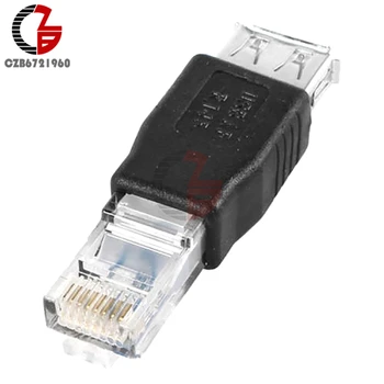 

10PCS Black USB A Female to Ethernet RJ45 Male Adapter Connector Router Adapter