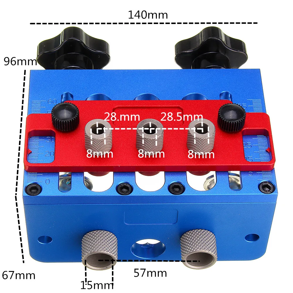 3 в 1 Дырокол дюбель джиг для деревообработки позиционирования сверлильный набор самонатянутый зажим дюбель шип пробивая деревянные инструменты