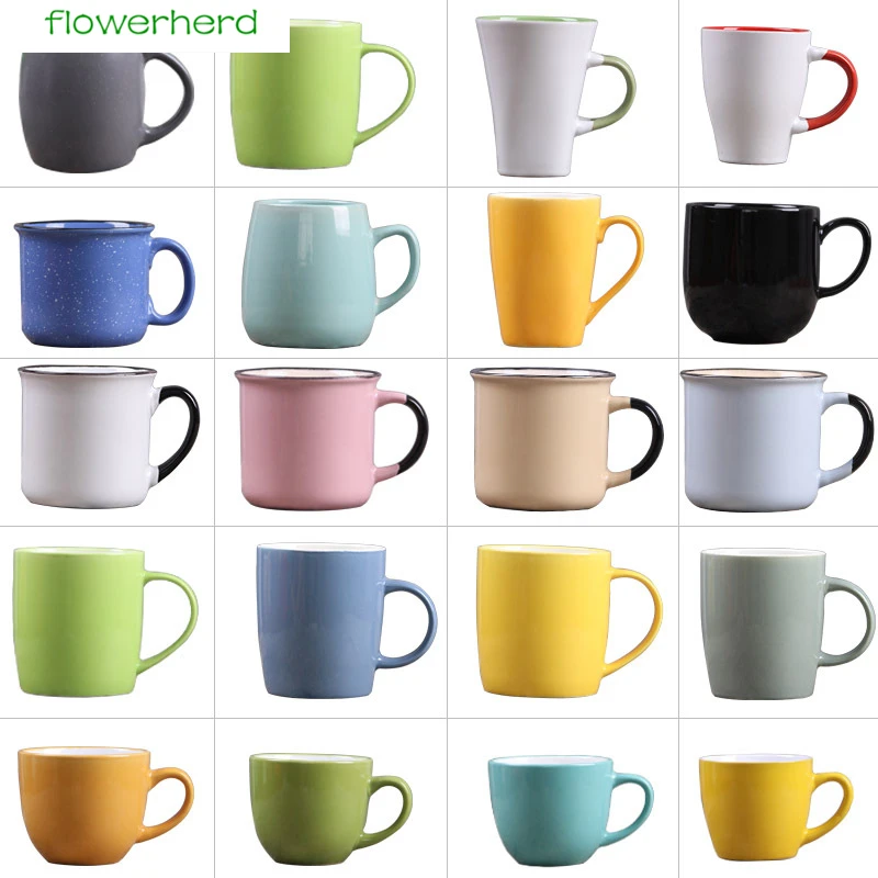 

1Pcs Creative Candy Color Vintage Creative Ceramic Mug Simple Breakfast Milk Cups Coffee Mugs Tea Cup 275-500ml