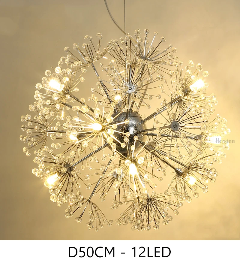 Современный подвесной светильник Horsten в виде одуванчика со светодиодным хрустальным шаром, для столовой, ресторана, дизайнерская лампа для домашнего декора, хромированная лампа G4