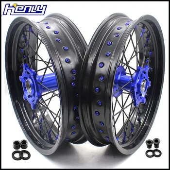 

3.5/5.0 SUPERMOTO WHEELS RIMS SET FOR SUZUKI DRZ400SM 2005-2018 DRZ400S 2000-2018 DRZ400E 2000-2007 DRZ400 2000-2004 BLACK SPOKE