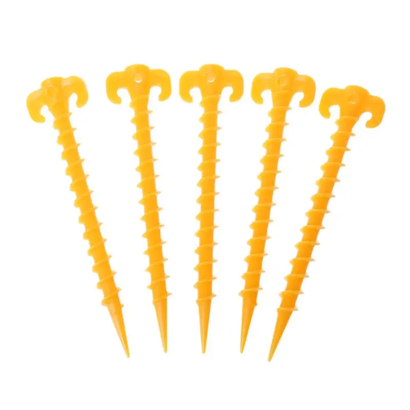 New 5 Pcs Plastic Screw Outdoor Camping Tent Peg Nails Spiral Sports ...