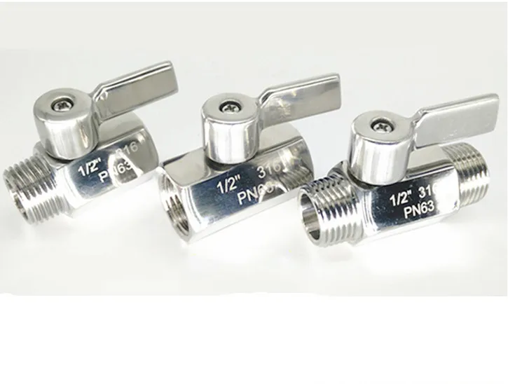 304 двойной внутренний и наружный провод из нержавеющей стали мини шаровой клапан резьба мини шаровой клапан из нержавеющей стали с ручкой