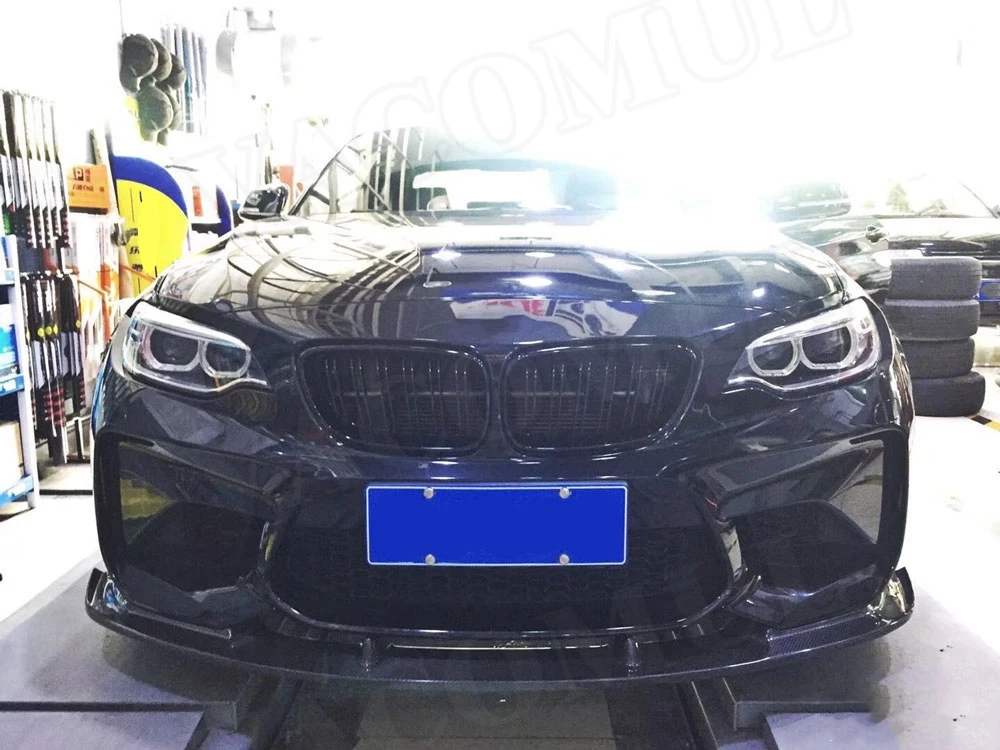 2 серии углеродного волокна передний бампер спойлер для BMW F87 M2 3D стиль голова бампер подбородок Лопата защита