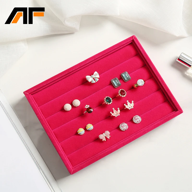 

AF 20*15*3cm With Rose Red Fabric Mterial Makeup Earrings/Ring Organizer Stand Holder GD1121