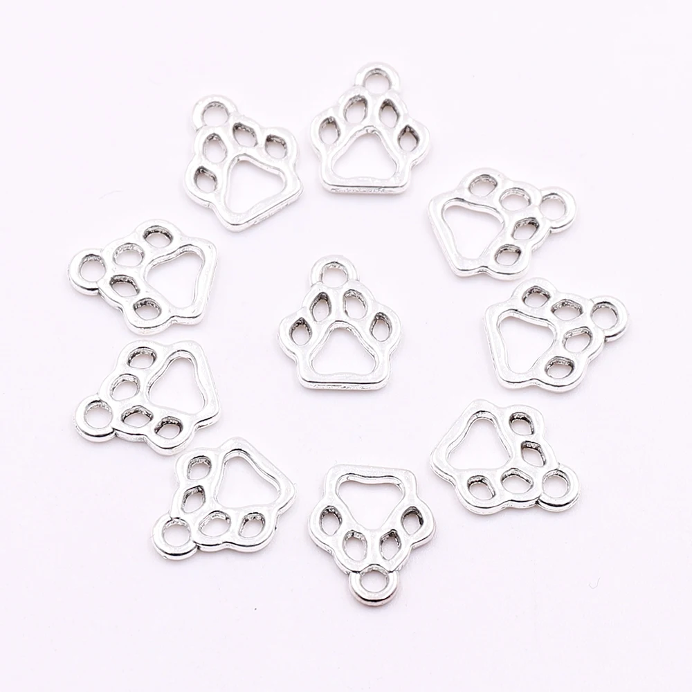 

Wholesale Silver Metal DIY Paw Print Charms Accessories for Jewelry Earrings Bracelets Making Animal Charms for Jewelry Making