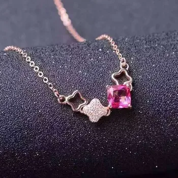 

natural topaz pendants 925 sterling silver natural pink gem Pendants fashion fine jewelry gift for women send necklace