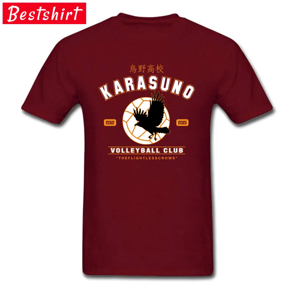 Tops Shirt Karasuno Clothing Shirt Summer/Fall New Design Design Short Sleeve 100% Cotton Crew Neck Men Top T-shirts Design Karasuno maroon