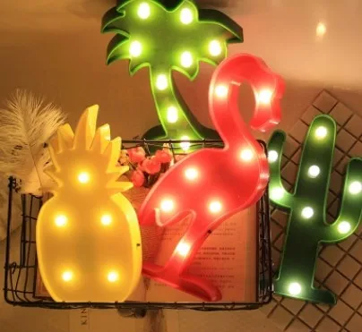 

Flamingo Led Night Light Cartoon Unicorn Head Pineapple Lantern Christmas Wedding home Decoration Tropical Party supplies