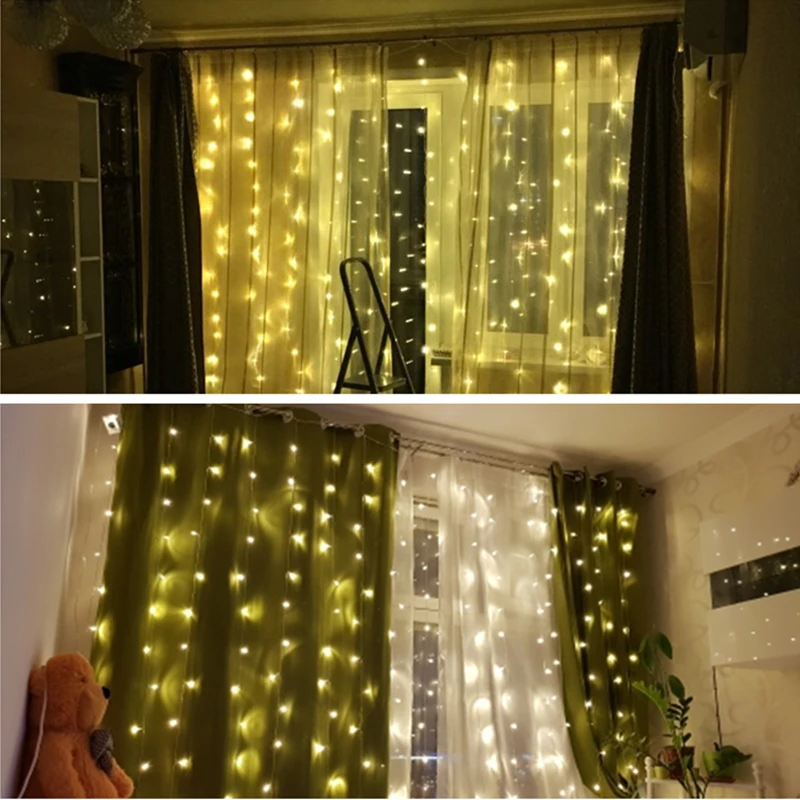 AIFENG Led Curtain Fairy Light 3x1.5M 3x2M 3x3M Christmas Garland String 144 192 300Led Holiday Lighting For Wedding Party Decor AIFENG Led Curtain Fairy Light 3x1.5M 3x2M 3x3M Christmas Garland String 144 192 300Led Holiday Lighting For Wedding Party Decor