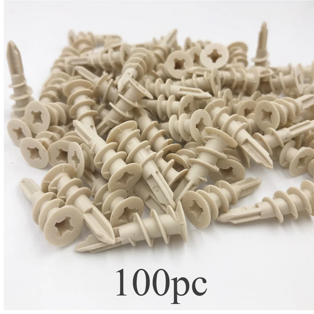 100Pcs Mini Home Accessories Wall Drywall Expansion Tube Ribbed Nylon Tool Plasterboard Hardware Plumbing 6x33mm Curtain