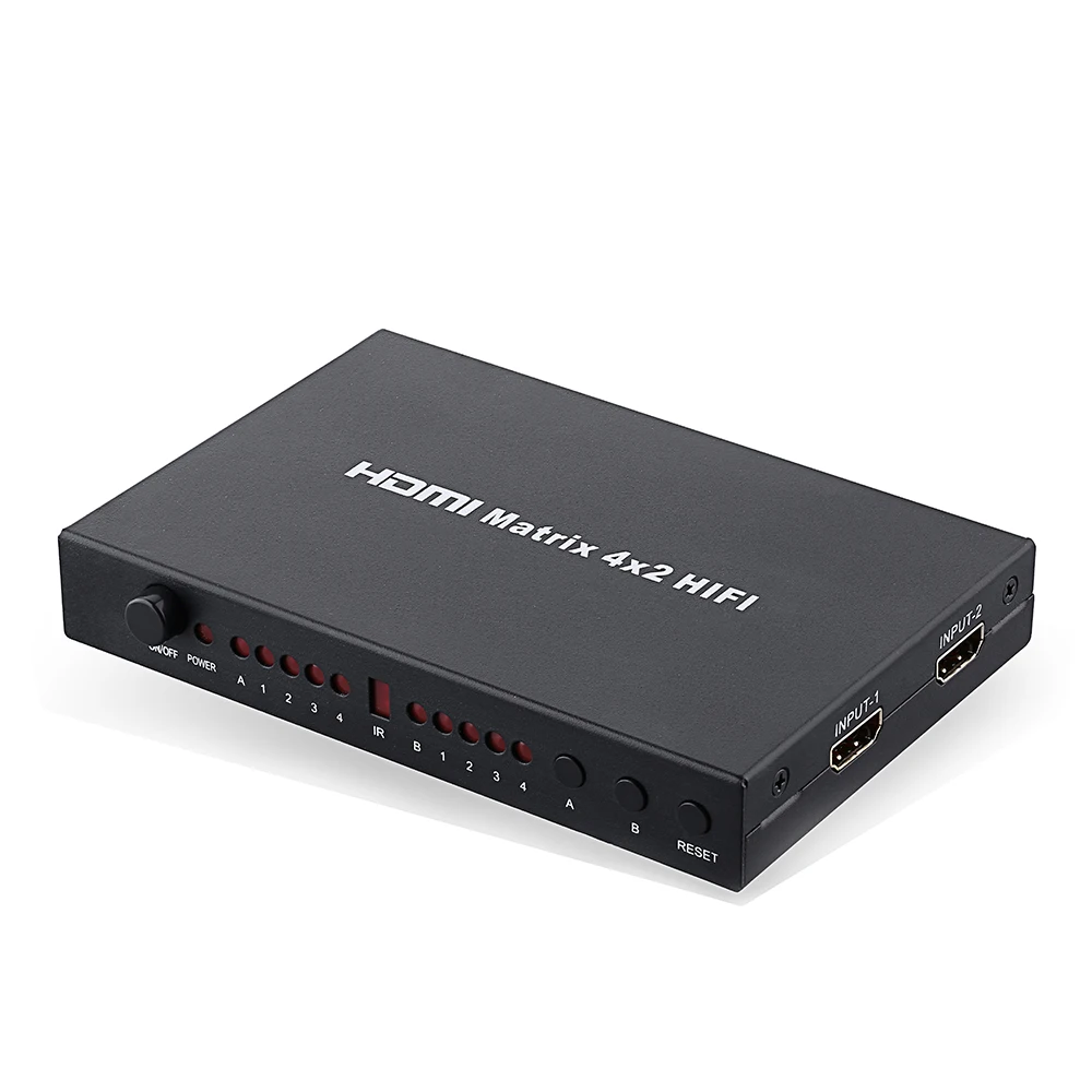 Tomsenn 4x2 HDMI 1.4V Matrix Switch/Splitter (4-input 2-output) with Remote Control Supports HDMI 1.4 3D 1080p 4K x 2K