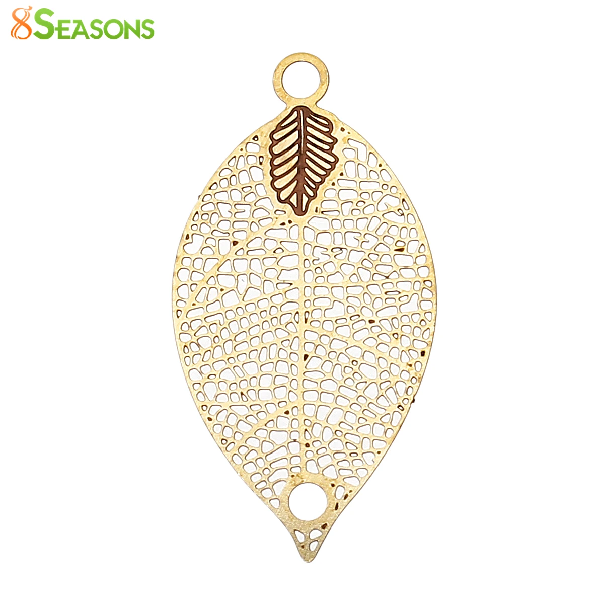 8SEASONS Brass Filigree Stamping Connectors Findings Leaf Original Color 31mm(1 2/8&quot) x 16mm( 5/8&quot) 50 PCs | Украшения и