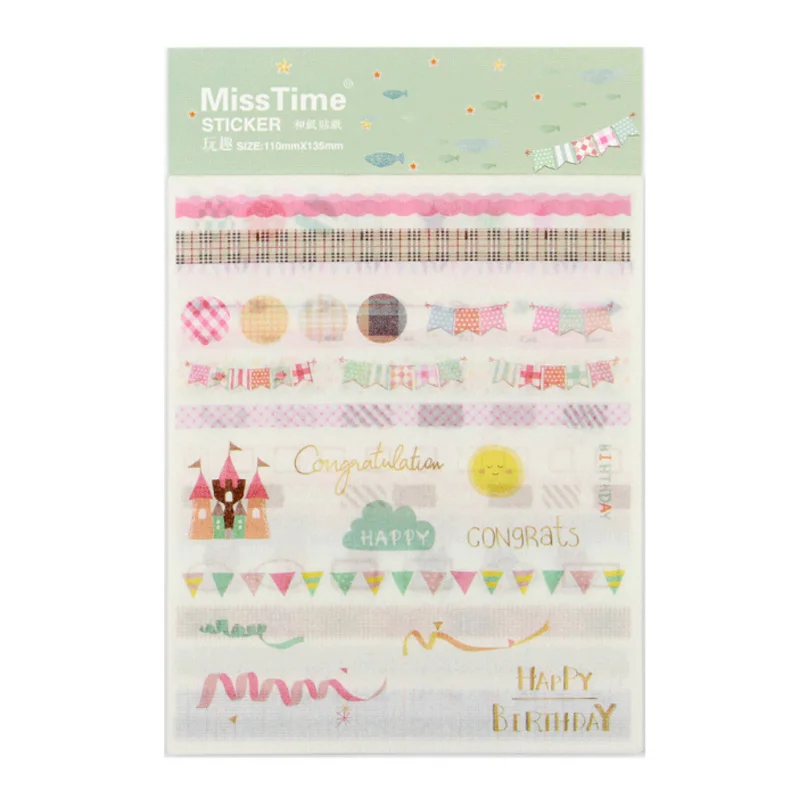 

6 pcs/pack Based series Decorative Washi Stickers Diary Album Label Sticker DIY Decoration Stationery Stickers Children Gift