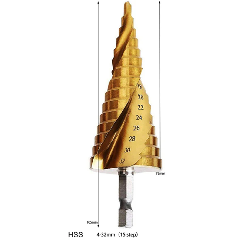 

HSS Spiral Grooved center drill bit solid carbide mini drill accessories Titanium Step Cone Drill Bit