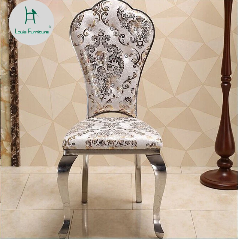 Louis fashion Dining chairs Fashionable cloth in high-end hotels Simple dining room stainless combination