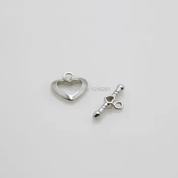 

10PCS wholesale clasp Fittings for Accessory DIY Hardware Metal heart shape Silver-plate Machining metal parts Jewelry Making