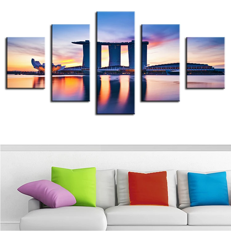 WITHOUT FRAME 5pcs singapore hotel Oil Painting Printed Painting Oil