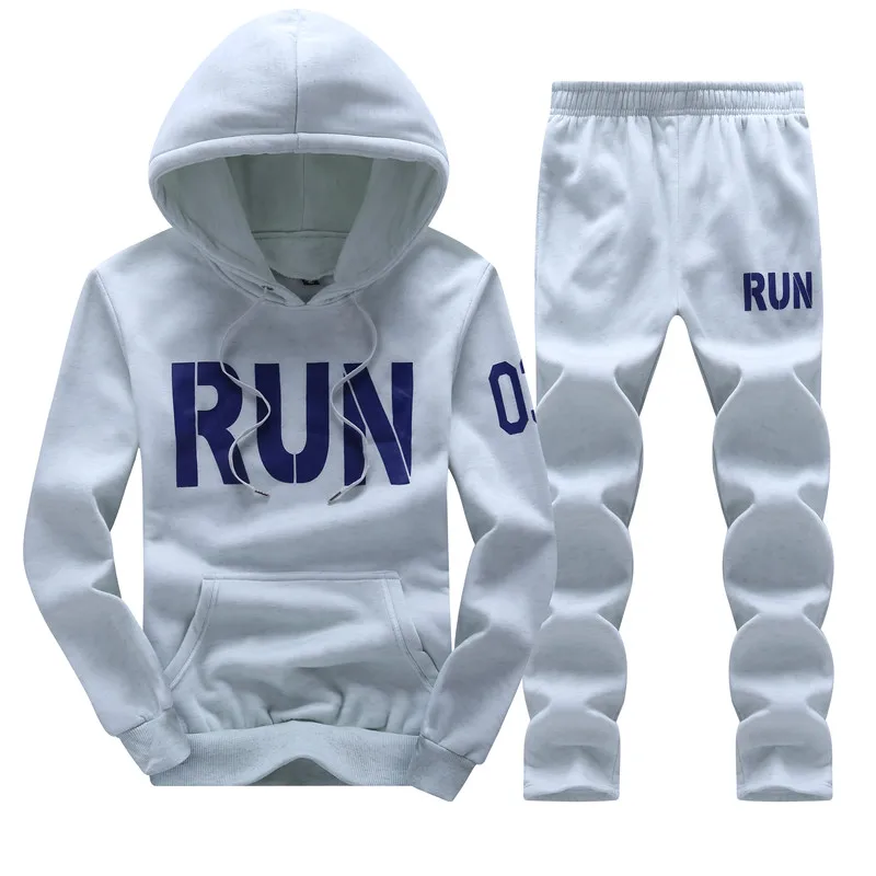 Sweatshirt Men Tracksuit Set Sweat New 2017 Brand Autumn Winter 2PCS Stand Collar Fleece Patchwork Casual Mens Suits Hoodie Men