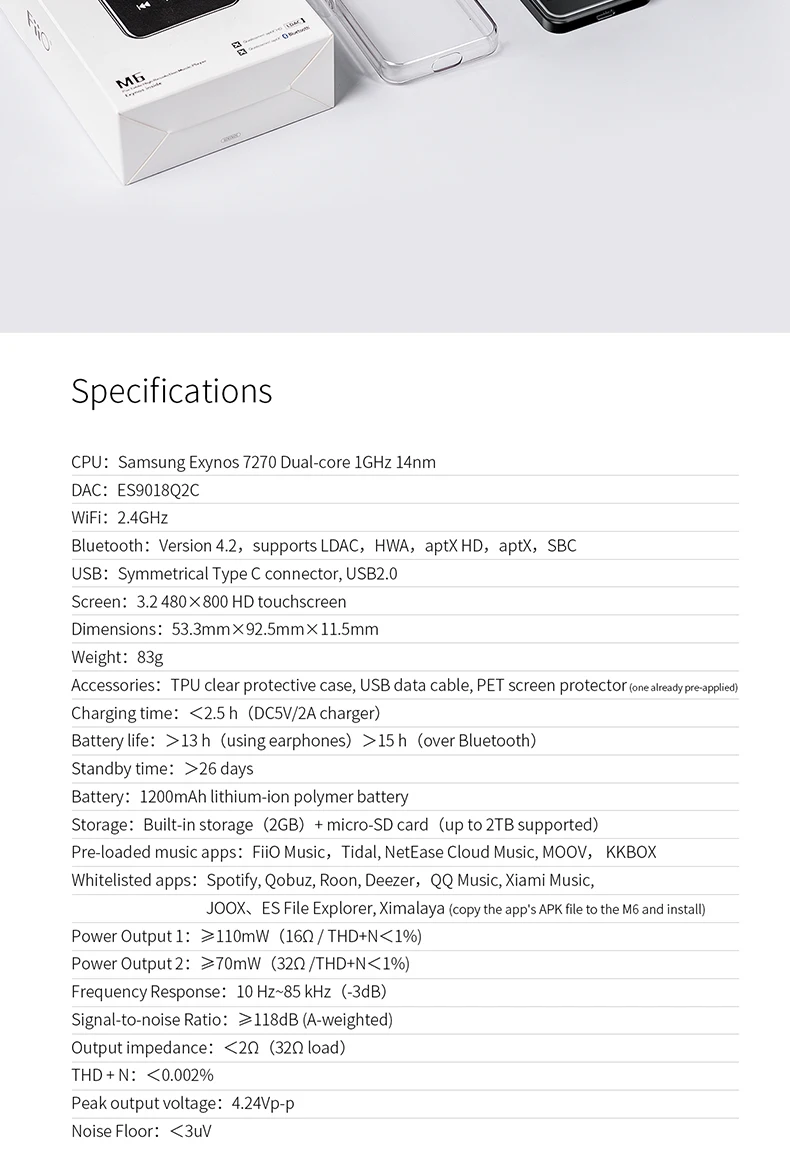 Рекомендуем музыкальный плеер FiiO M6 Hi-Res на базе Android с aptX HD LDAC HiFi Bluetooth USB Audio DAC, поддержкой DSD и WiFi/Air Play